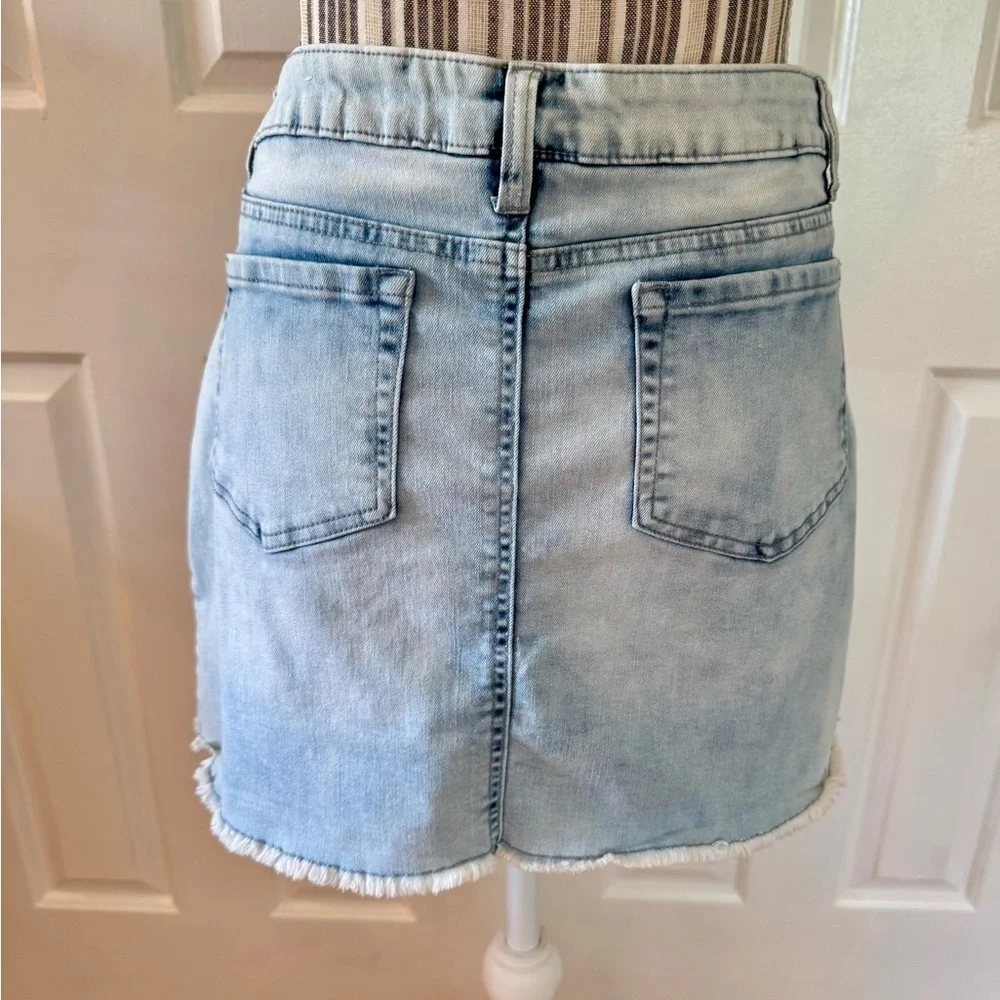 Justice Blue Asymmetrical Distressed denim Skirt with shorts underneath